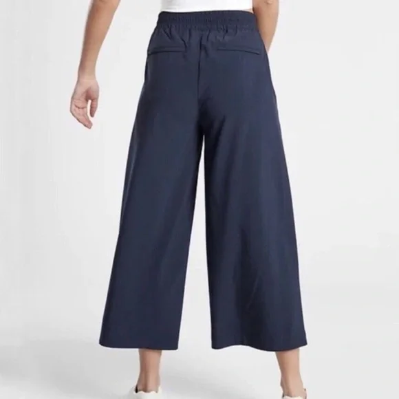 Athleta Navy Brooklyn Wide Leg Crop Pant Size 0 - Picture 2 of 11